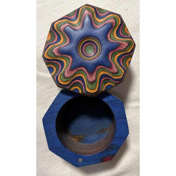 Island Bamboo Pakkawood Salt Cellar (Blue, Pink, Green, Gold) 3.5”x 2” - Picture 7 of 9